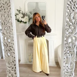 PALAZZO JAUNE AVEC CEINTURE LOUISETTE