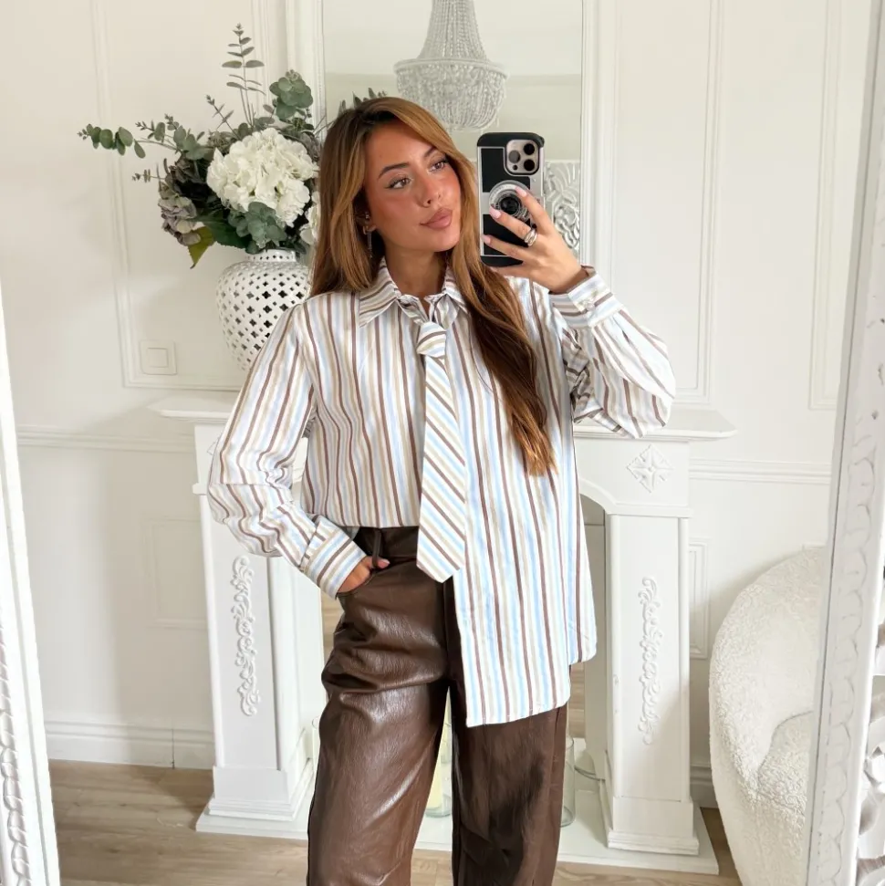 PANTALON BARREL SIMILI CUIR CHOCO