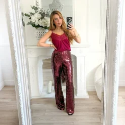 PANTALON BURGUNDY SEQUINS ASIA