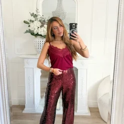 PANTALON BURGUNDY SEQUINS ASIA