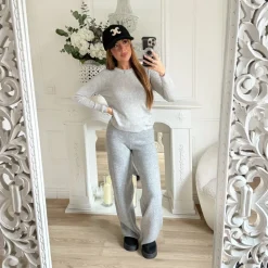 PANTALON MAILLE GRIS CLAIR