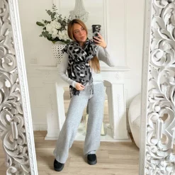 PANTALON MAILLE GRIS CLAIR