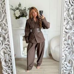 PANTALON TAILLEUR BALLON CHOCO