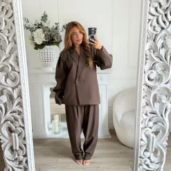 PANTALON TAILLEUR BALLON CHOCO