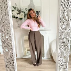 PANTALON TAILLEUR CHOCO CHINÉ LILY