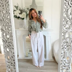 PANTALON TAILLEUR GRIS CLAIR SABINE