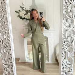 PANTALON TAILLEUR KAKI CHARLOTTE