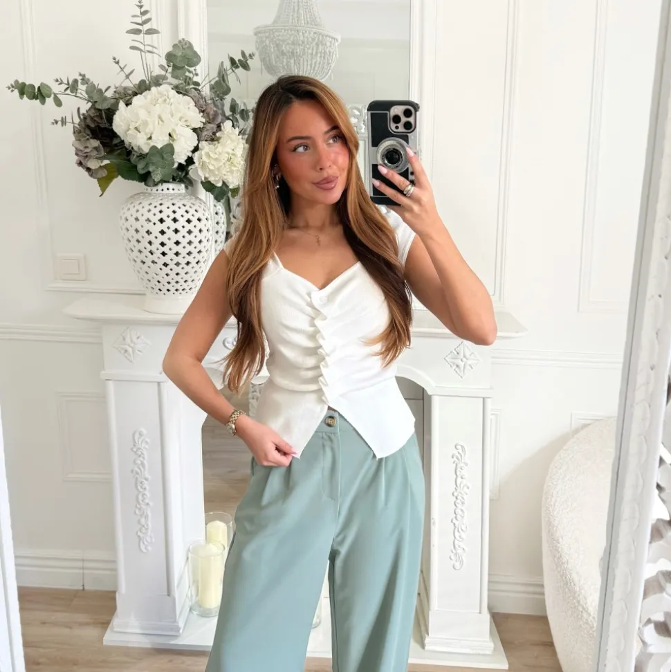 PANTALON TAILLEUR PALAZZO AQUA