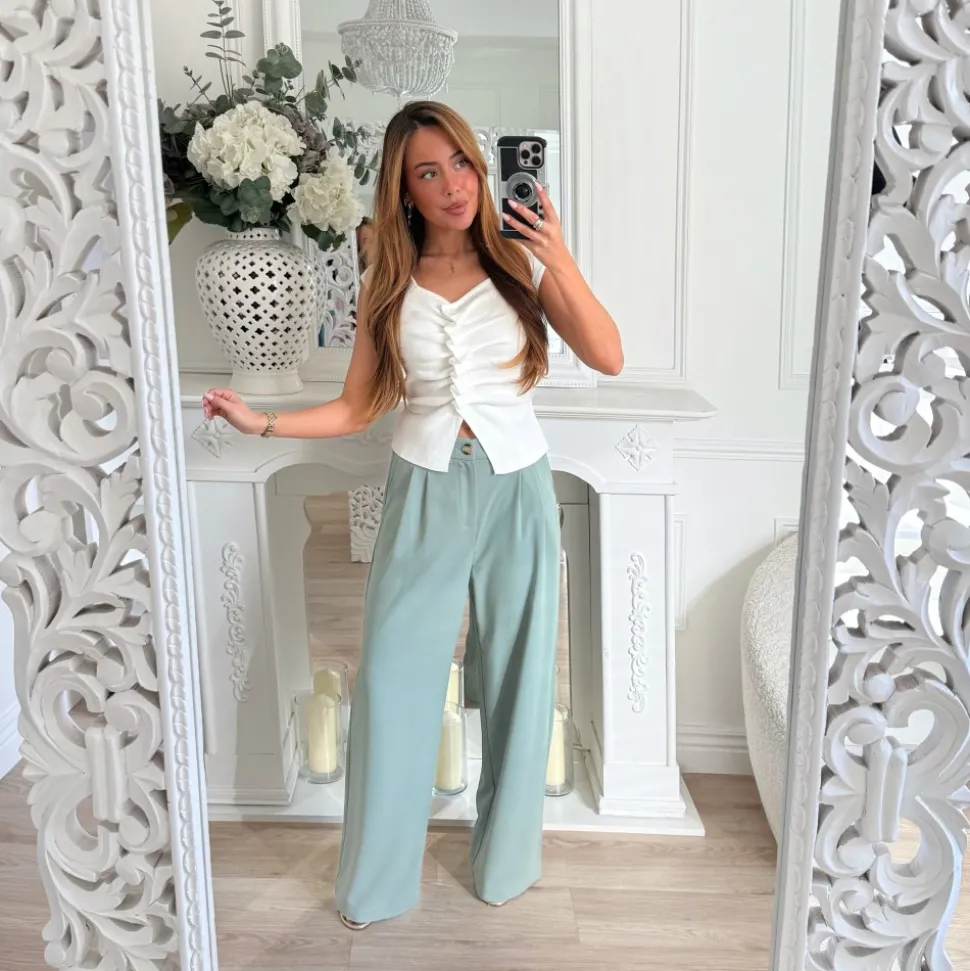 PANTALON TAILLEUR PALAZZO AQUA