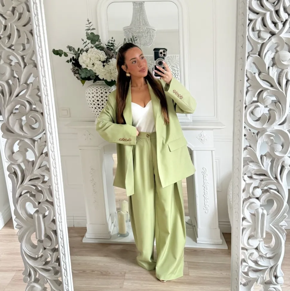 PANTALON TAILLEUR PALAZZO OLIVE