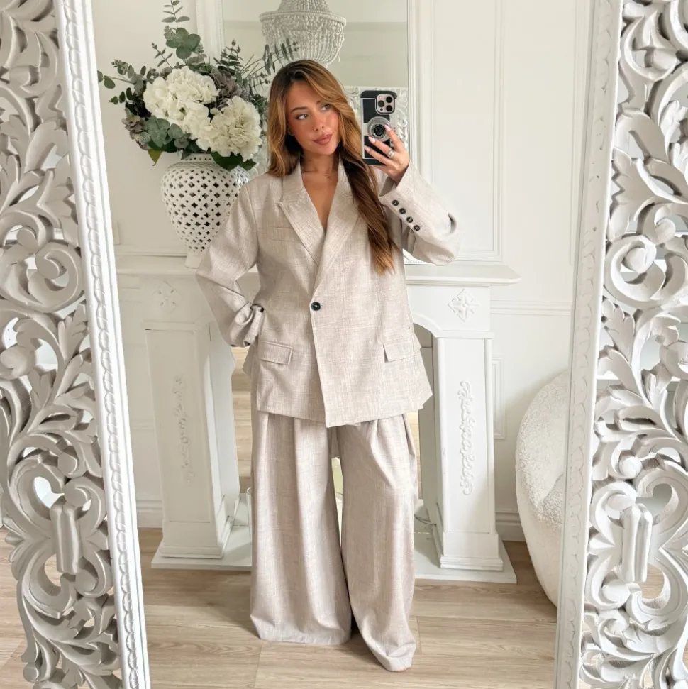 PANTALON TAILLEUR TAUPE AMPLE