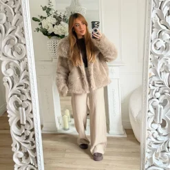 PANTALON TAUPE MAILLE CÔTELÉE LOLITA