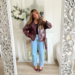 PERFECTO LOOSE BURGUNDY EFFET VINYLE