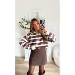 POLO RAYURES BEIGE BORDEAUX FRANCINE