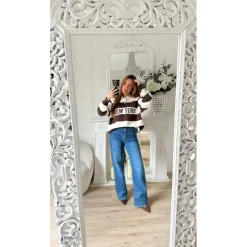 PULL BEIGE STYLE POLO RAYURES CHOCO NEW YORK