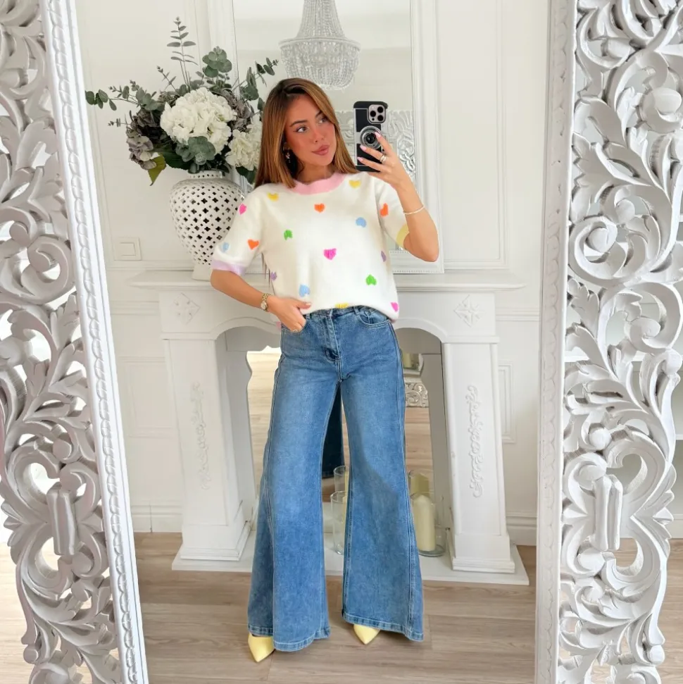 PULL BLANC MOTIFS COEURS