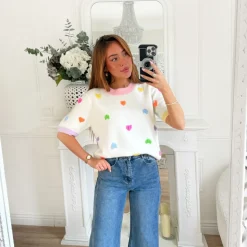 PULL BLANC MOTIFS COEURS