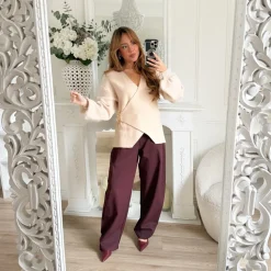 PULL CACHE COEUR BEIGE LUCIE