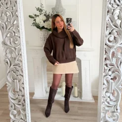 PULL CHOCO AVEC ÉCHARPE NADINE