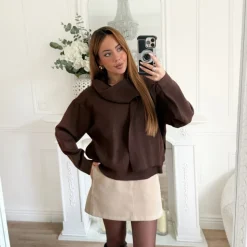 PULL CHOCO AVEC ÉCHARPE NADINE