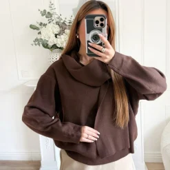 PULL CHOCO AVEC ÉCHARPE NADINE