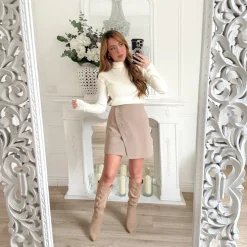 PULL COL ROULE BEIGE