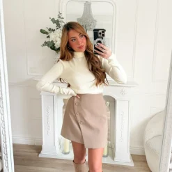 PULL COL ROULE BEIGE