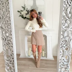 PULL COL ROULE BEIGE