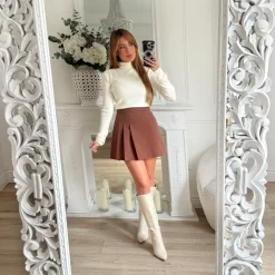 PULL COL ROULE BEIGE