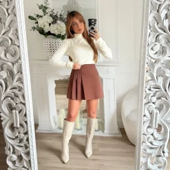 PULL COL ROULE BEIGE