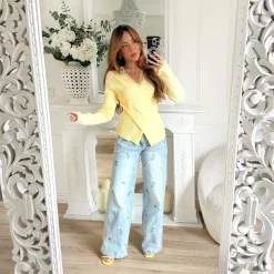 PULL CROISÉ JAUNE MÉLODIE