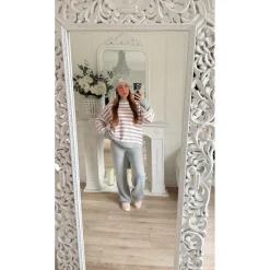 PULL GRIS RAYURES PINK GLADYS