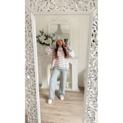 PULL GRIS RAYURES PINK GLADYS