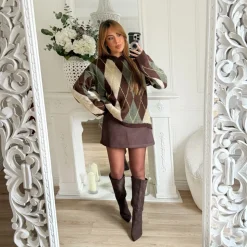 PULL KAKI TARTAN CHOCO LÉNA