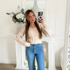 PULL MAILLE TORSADÉE TAUPE