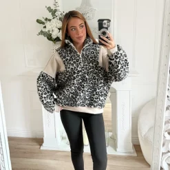 PULL MOUMOUTE BEIGE ET LÉOPARD DENISE