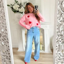 PULL PINK COEURS ROUGES