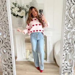 PULL PINK COEURS ROUGES