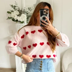 PULL PINK COEURS ROUGES