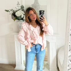 PULL ROSE PASTEL VOLANTS