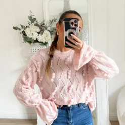 PULL ROSE POMPOMS NOÉMIE