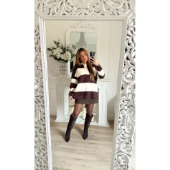 PULL STYLE BEIGE POLO RAYURES CHOCO FRANÇOISE