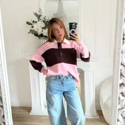 PULL STYLE POLO CHOCO PINK ELSA