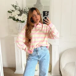 PULL STYLE POLO PINK JAUNE MICHÈL