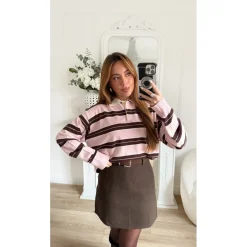 PULL STYLE POLO PINK RAYURES IRIS