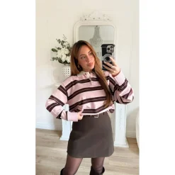 PULL STYLE POLO PINK RAYURES IRIS