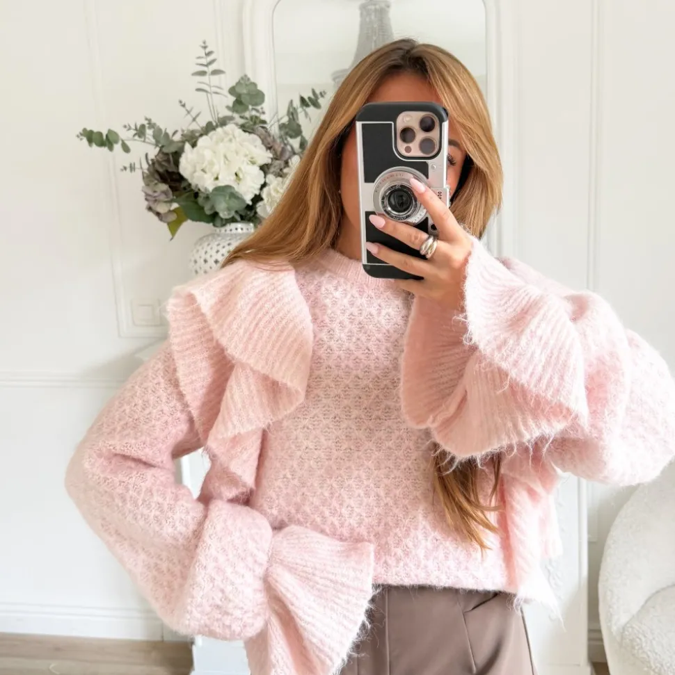 PULL VOLANTS ROSE PASTEL