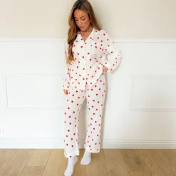 PYJAMA GAZE BLANC COEURS ROUGES