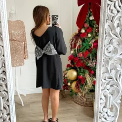 ROBE BLACK NOEUD ARGENTÉ MINA