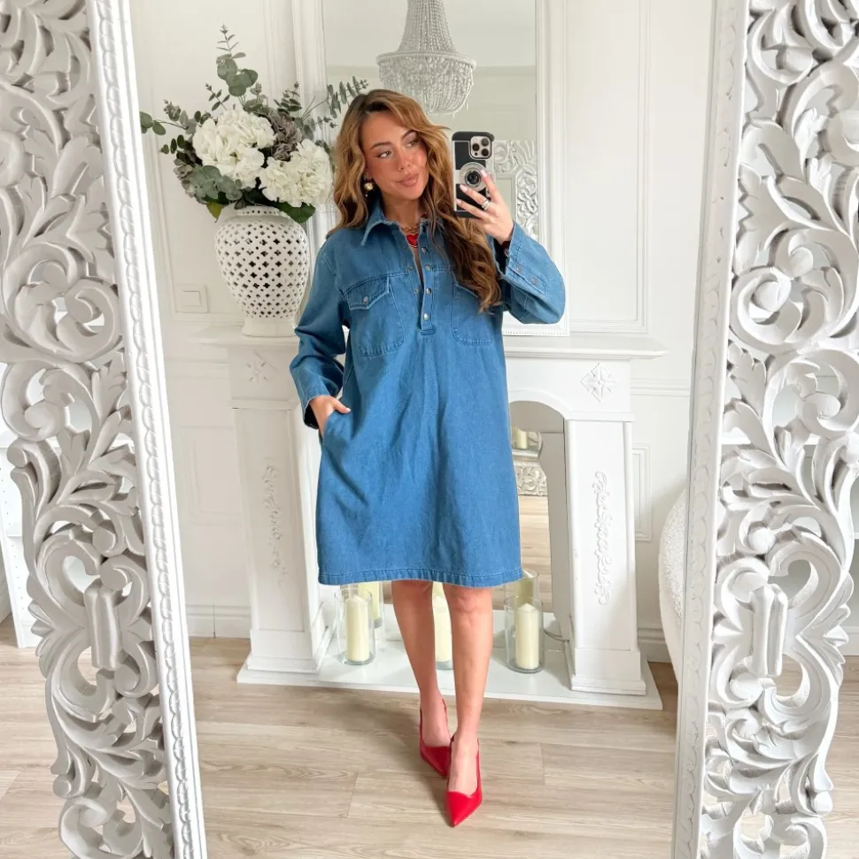 ROBE CHEMISE EN JEAN BRUT